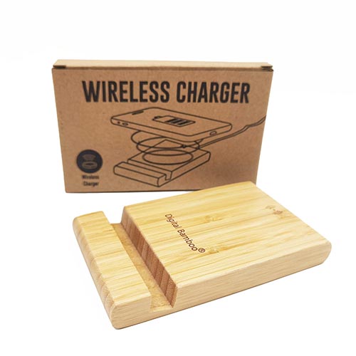 bamboo wireless charger phone stand