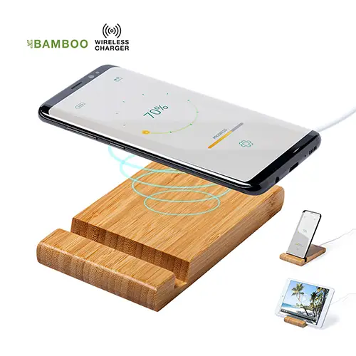 bamboo wireless charger phone stand