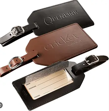 custom leather luggage tags with engraved logo